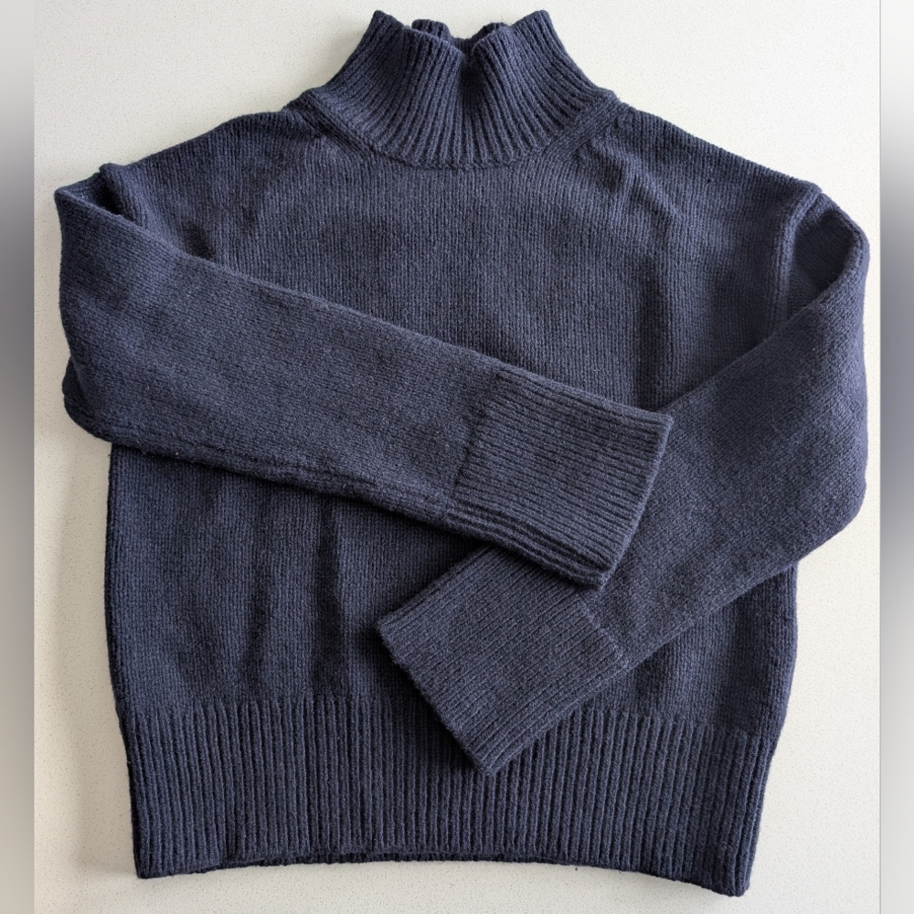 Alex Mill Navy Ribbed Mock Turtleneck Sweater